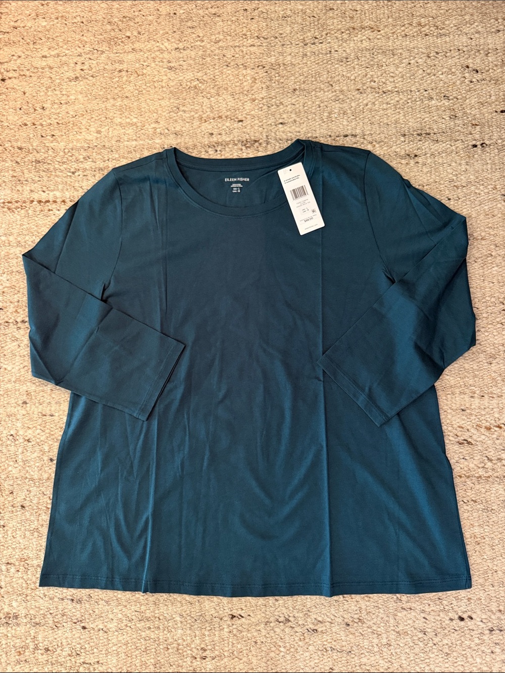 NWT EILEEN FISHER organic Pima cotton round neck tee- Alpine - Picture 2 of 4